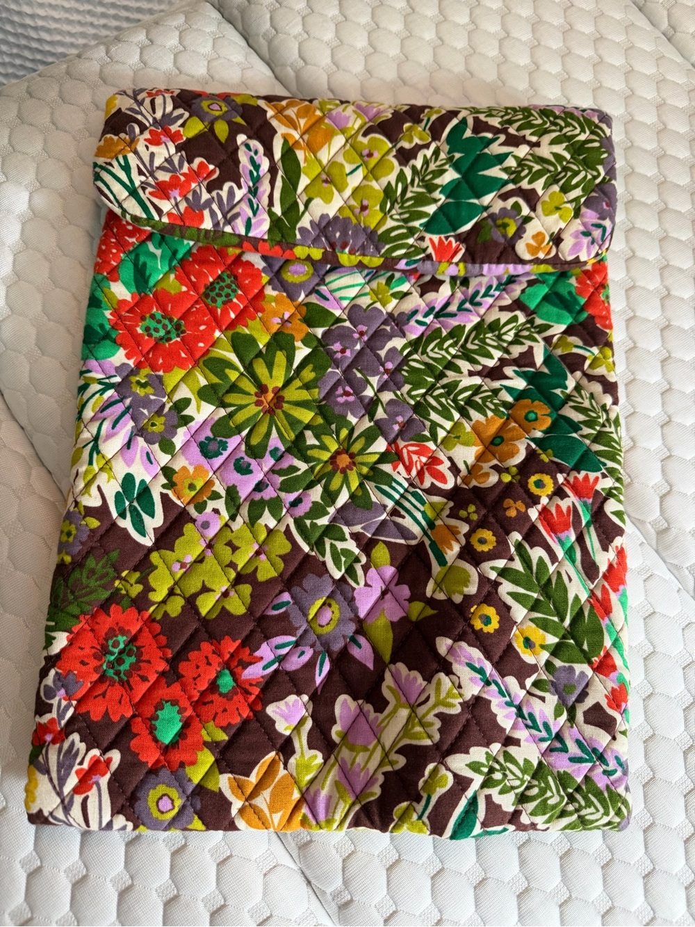 Vera Bradley Floral Quilted Laptop Sleeve in Brown, Green, Red, Purple